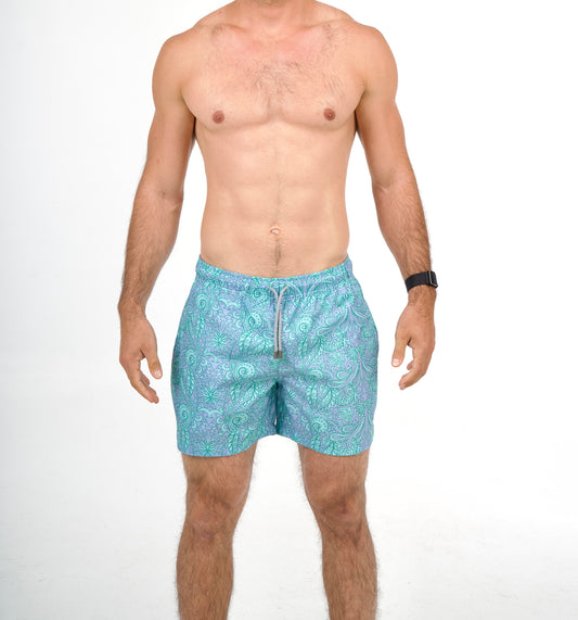 Turquoise Floral ( Water Repellent Fabric ) - Beachill
