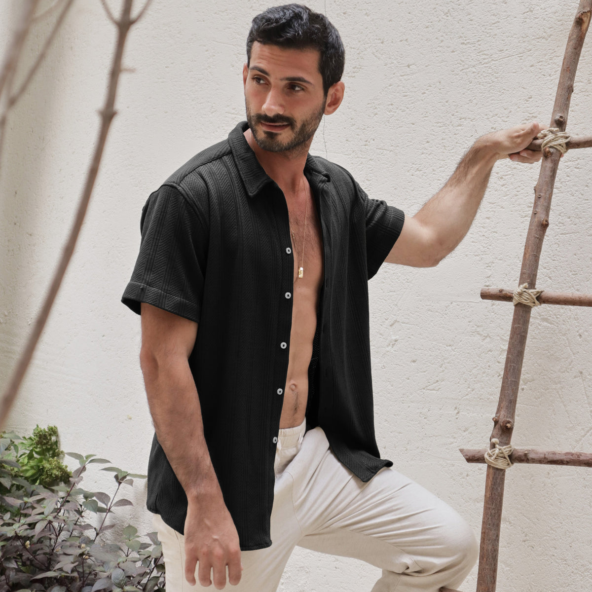 Black Jacquard Shirt - Beachill