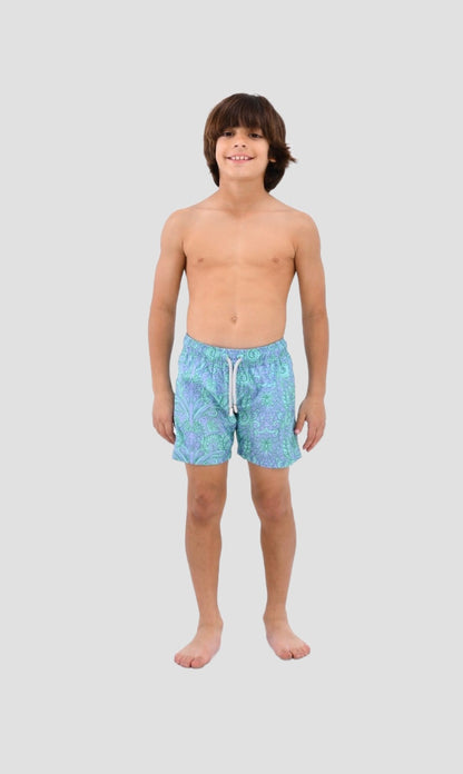 Turquoise Floral Boy ( Water Repellent Fabric )