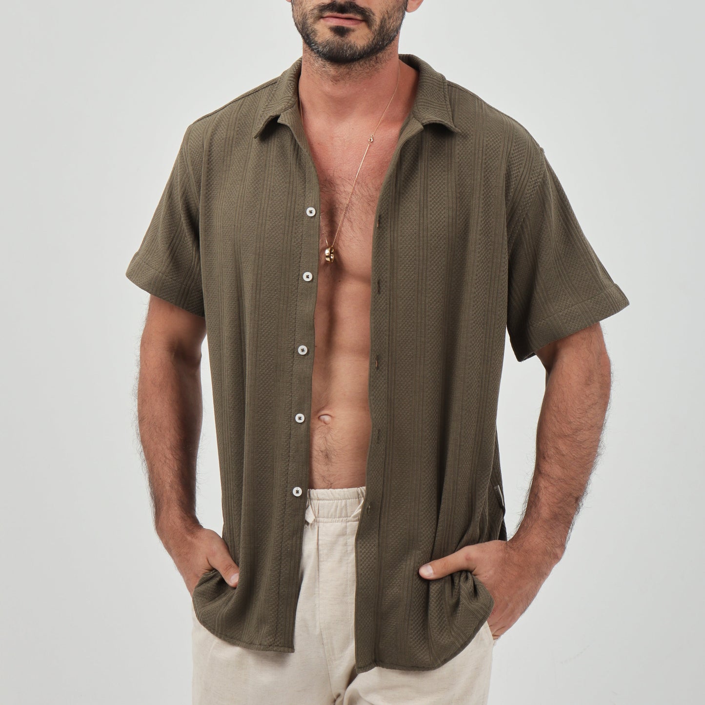 Olive Jacquard Shirt - Beachill