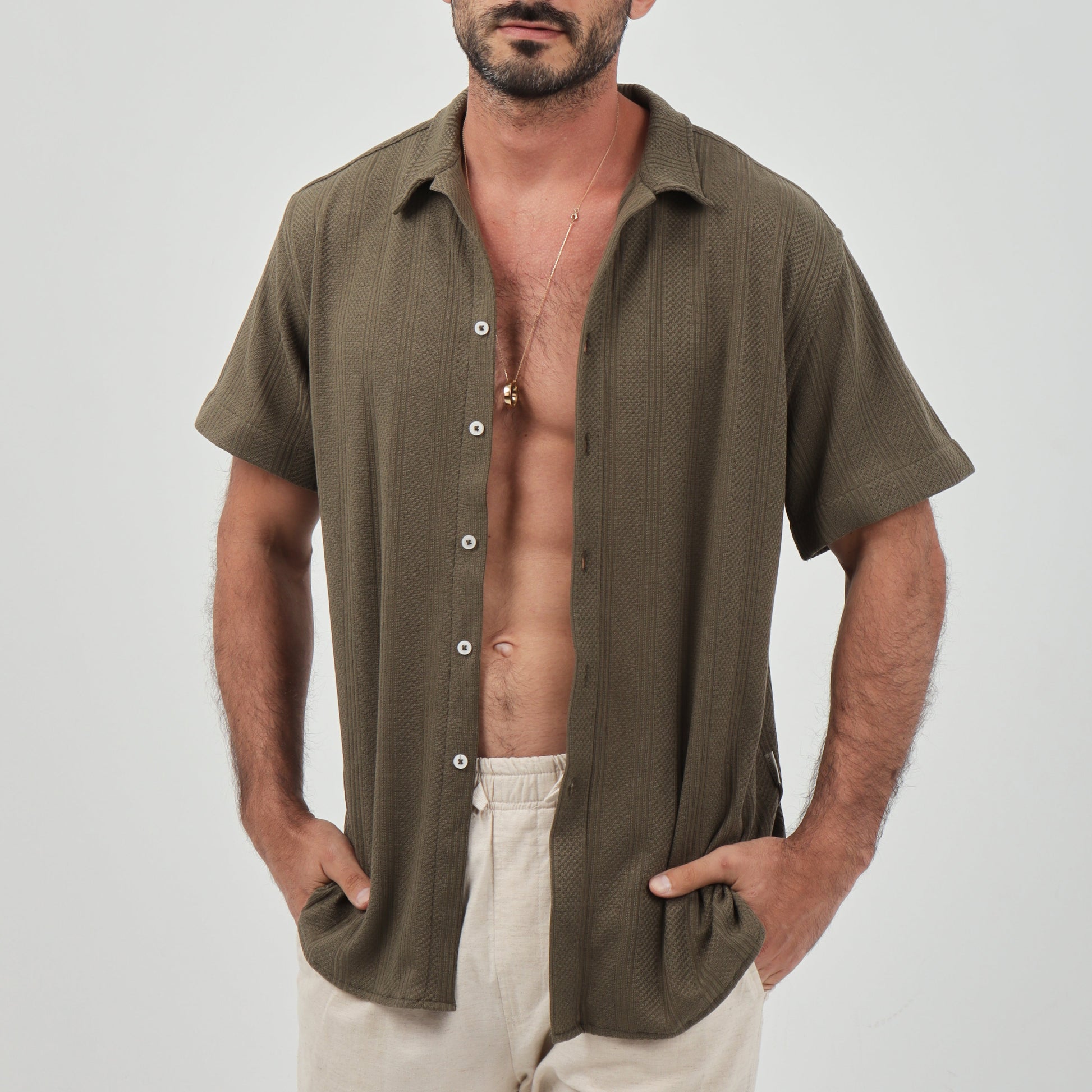 Olive Jacquard Shirt - Beachill