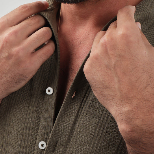 Olive Jacquard Shirt - Beachill