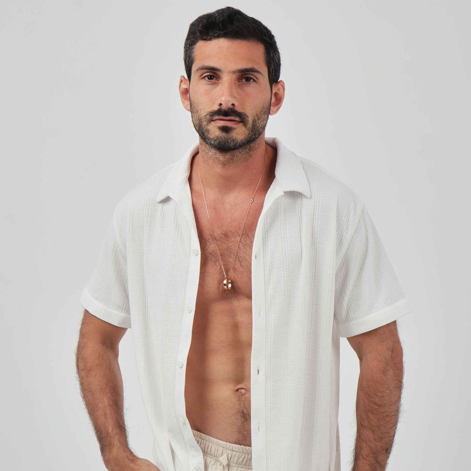 White Jacquard Shirt - Beachill