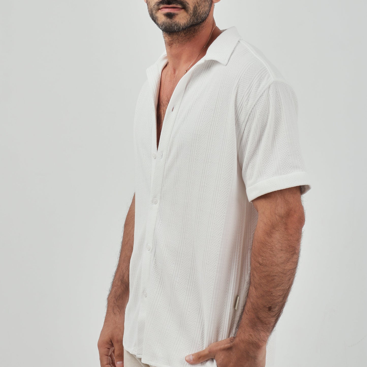 White Jacquard Shirt - Beachill