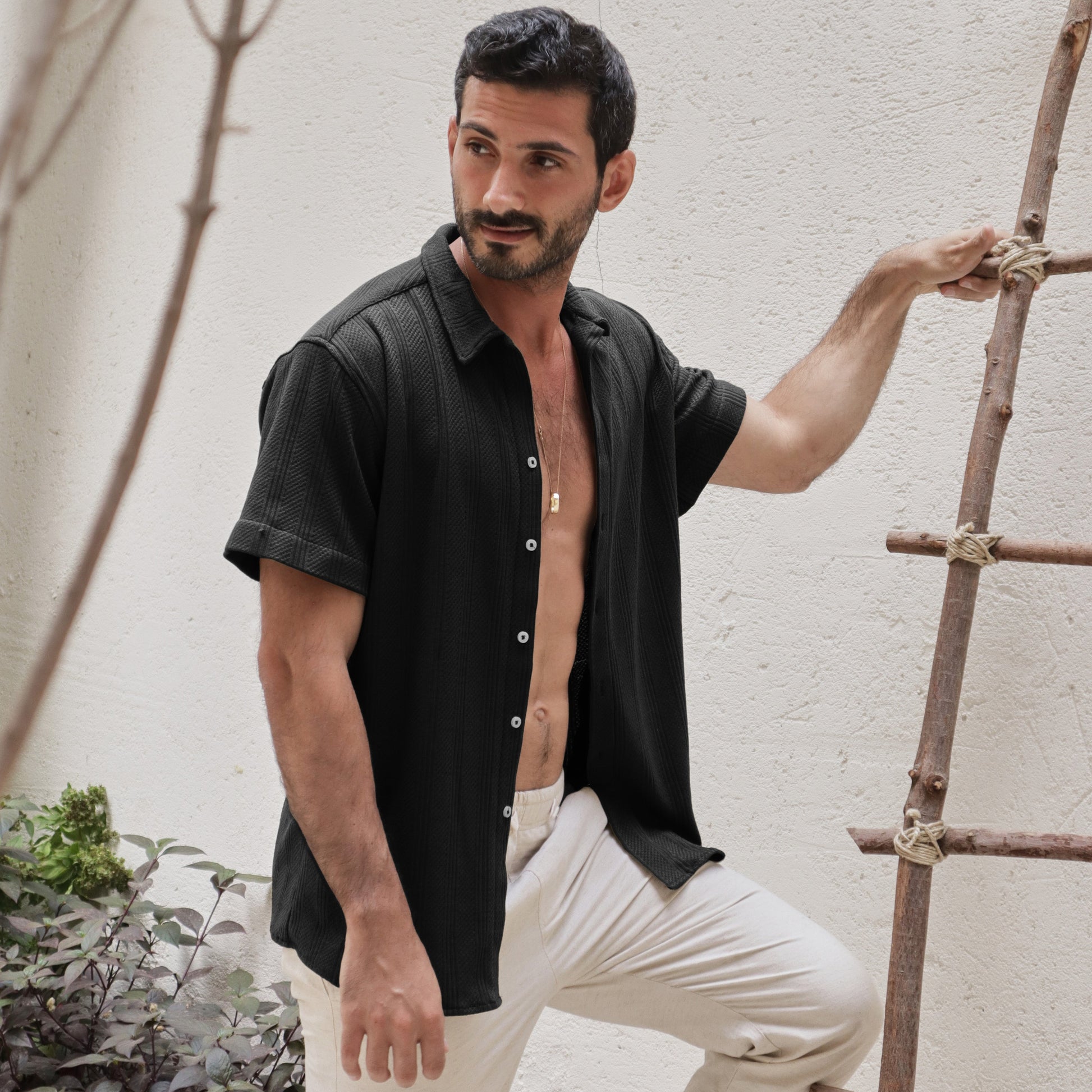 Black Jacquard Shirt - Beachill